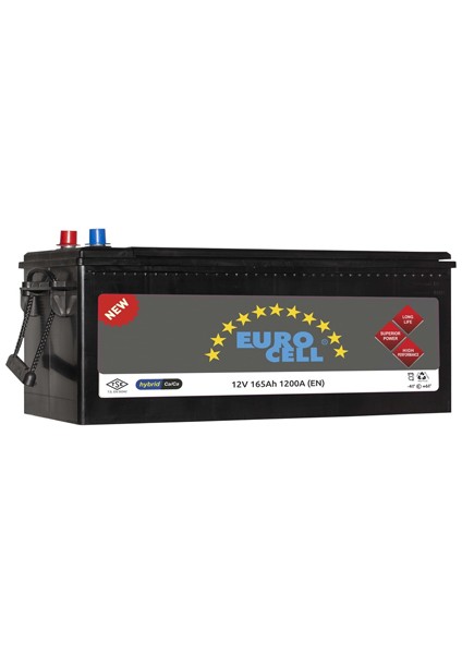 Eurocell Akü 12V 165 Ah B150 (513×222×223) Tırnaklı Eurocell 8699358510099