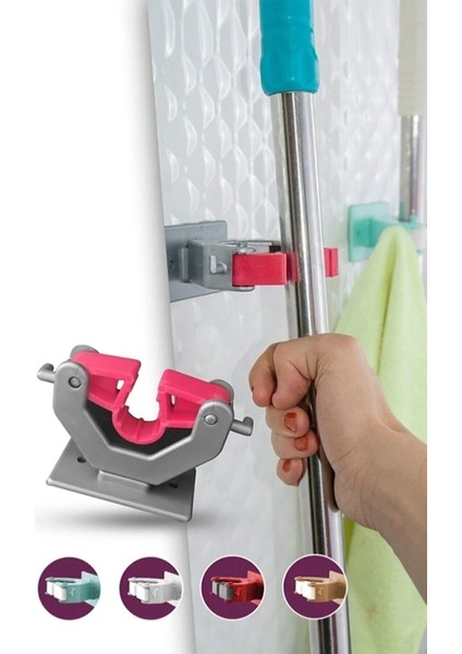 Paspas Süpürge Fırça ve Mop Askısı Sap Tutucu Mutfak Banyo Askı Beyaz fırsatları