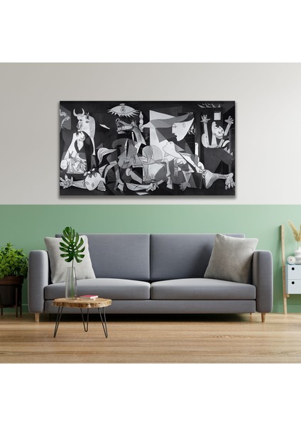 Panoramik Kanvas Duvar Tablosu Pablo Picasso Siyah Beyaz Guernica