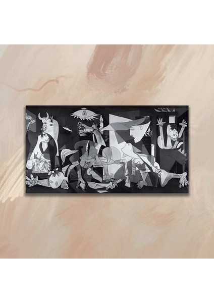 Panoramik Kanvas Duvar Tablosu Pablo Picasso Siyah Beyaz Guernica modelleri
