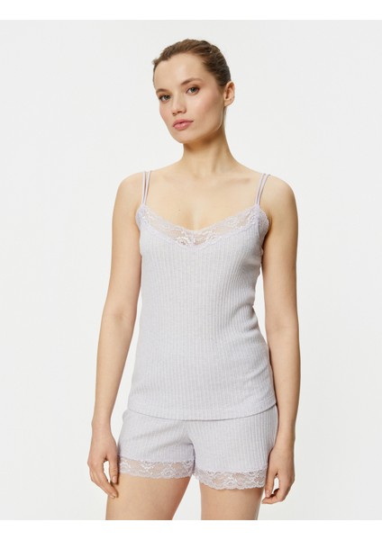 Pijama Üstü Ince Askılı Dantel Detaylı Fitilli modelleri