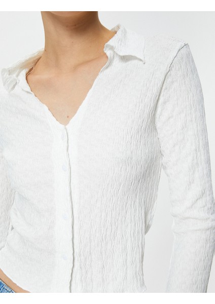 Uzun Çan Kol Gömlek Dokulu Slim Fit indirimleri