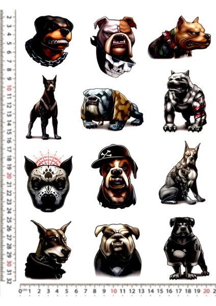 Köpek Sticker Pitbul K9 Çıkartmaları 12 Adet
