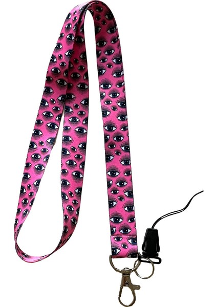 Pembe Göz Boyun Ipi Telefon Askısı Lanyard