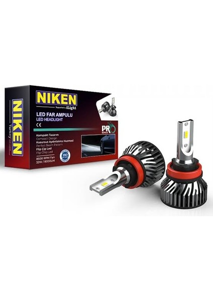 H9 led xenon far aydınlatma seti şimşek etkili niken pro 6400lm