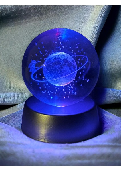 Satürn Temalı Işıklı 3D LED Işıklı Cam Küre ve Gümüş Renk Kaplama Pembe Taş Kalp Kolye Hediye indirimleri