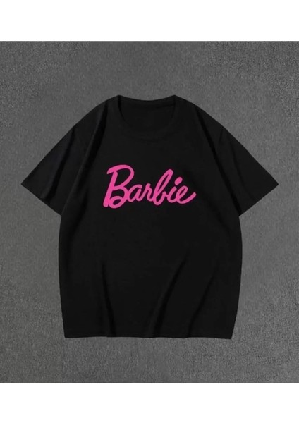 Özel Marka Kadın Baskılı Oversize T-Shirt - Siyah