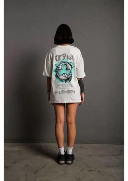 Özel Marka Kadın Sırt Baskılı T-Shirt - Beyaz