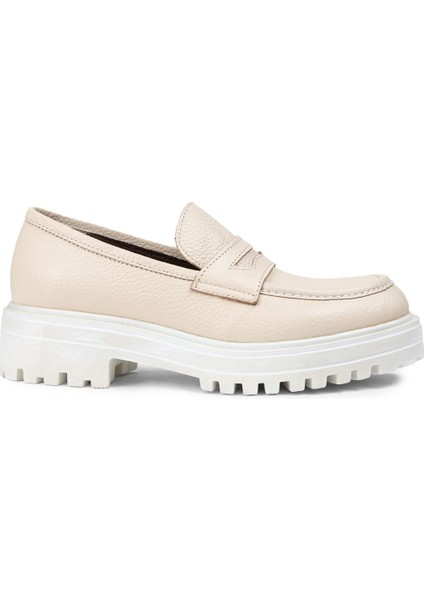 Deri Bej Kadın Loafer Ayakkabı - 01903ZBEJE01