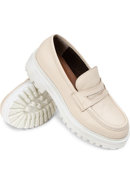 Deri Bej Kadın Loafer Ayakkabı - 01903ZBEJE01 modelleri