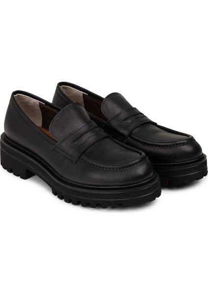 Deri Siyah Kadın Loafer Ayakkabı - 01903ZSYHE01 fiyatları
