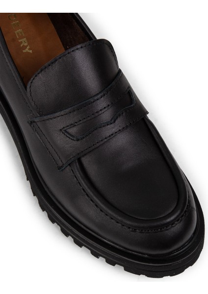 Deri Siyah Kadın Loafer Ayakkabı - 01903ZSYHE01 indirimleri