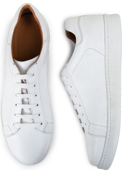 Deri Beyaz Erkek Sneaker Ayakkabı - 01829MBYZC14 fırsatları