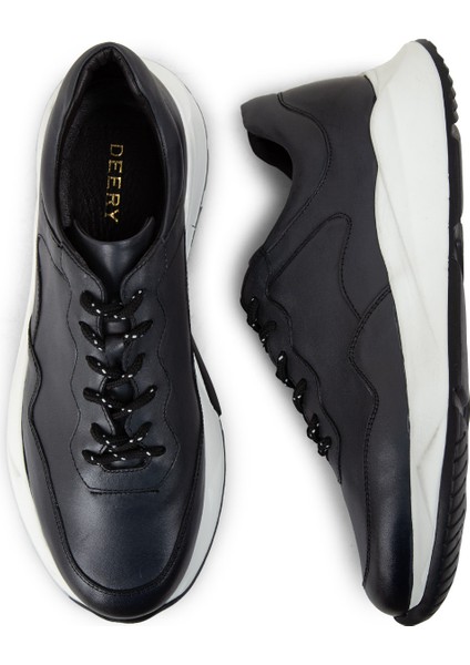 Deri Gri Erkek Sneaker Ayakkabı - 01725MGRIE04