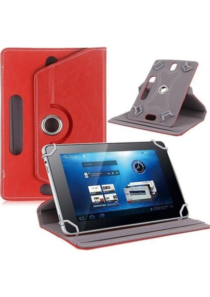 Tcl Tab 10L 10.1" Dönerli Standlı Deri Tablet Kılıfı - Nano Cam Ekran Koruyucu