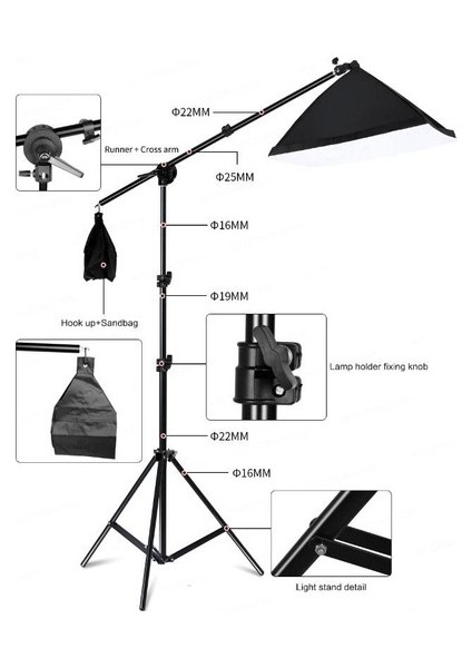 Ada Greenbox Yemek Çekim Işığı Ürün Çekim Işığı 50X70 Softbox Deveboynu