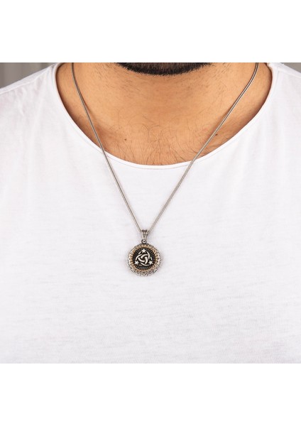 925 Ayar Gümüş Bronz Süslemeli Teşkilatı Mahsusa Erkek Kolye