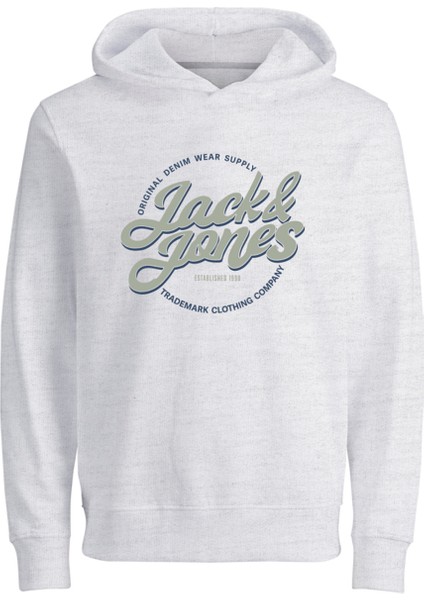 Jack & Jones Baskılı Erkek Çocuk Beyaz Sweatshırt Jjmınds Sweat Hood Jnr