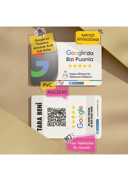 Google Yorum Kartı (Google Puanlama Kartı - Google Yorum Alma - Qr Kod Yorum Alma Kartı - Google Nfc Yorum Kartı)