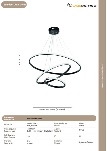 Yuvarlak Halka Ledli Avize A-517-S-604224