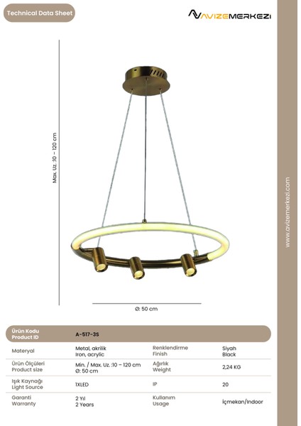 Siyah Modern Avize A-517-3S