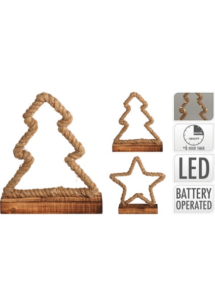 Dekoratif Obje Xms Fıgure Rope 27CM Wıth LED 2ASS