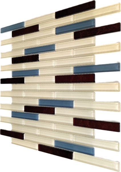 Mutfak Tezgah Araı Kristal Cam Mozaik. Cam Ölçüsü: 15X98 Mm. File Ölçüsü: 30X30 Cm. ( 1 Kutu = 11 File Karo = 1 M2 Fiyatıdır. )