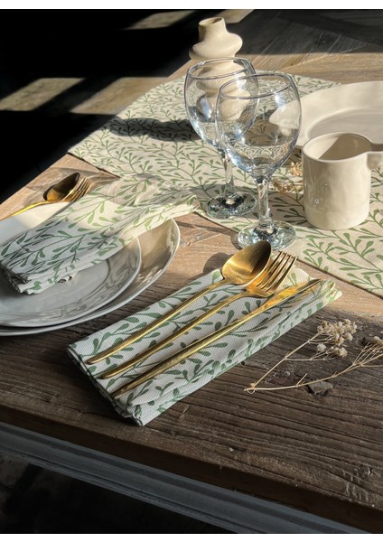 Krem Yaprak Desenli Peçete modelleri