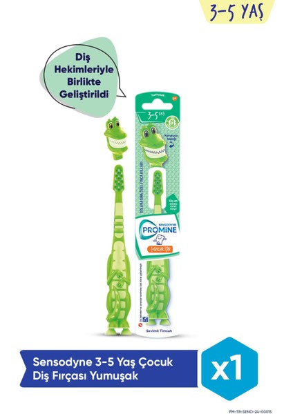 Promine 3-5 Yaş Çocuklar İçin Sevi mli Timsah Karakterli Diş Fırçası Yumuşak