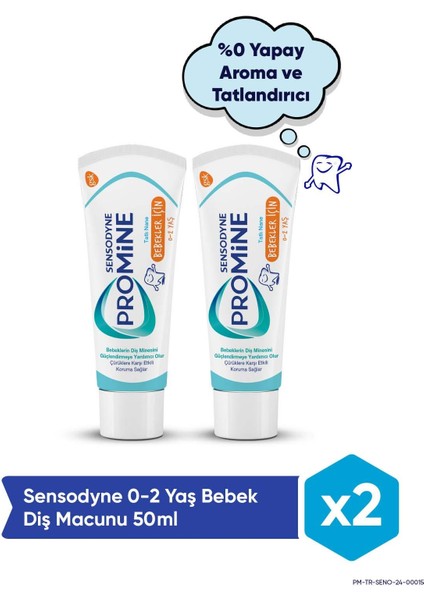 Promine 0-2 Yaş Bebekler İçin Yapay Aroma&tatlandırıcı İçermeyen Diş Macunu 50 ml x 2 Adet