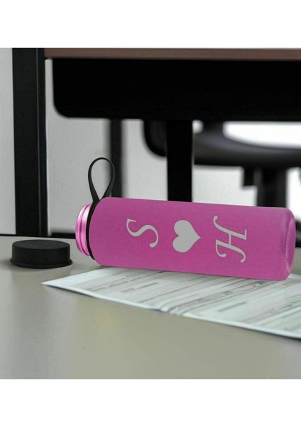 Sevgiliye Özel Isimli Pembe Defter ve Cam Matara Hediye Seti-16, Sevgiliye Hediye, Sevgililer Günü, Yeni iş hediyesi