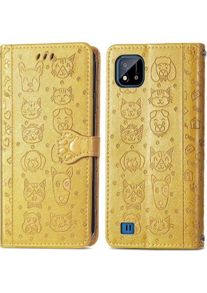 Realme C20 Için Deri Kısa Kayış Karikatür Hayvanlar Darbeye Telefon Kılıfı (Yurt Dışından) fiyatları