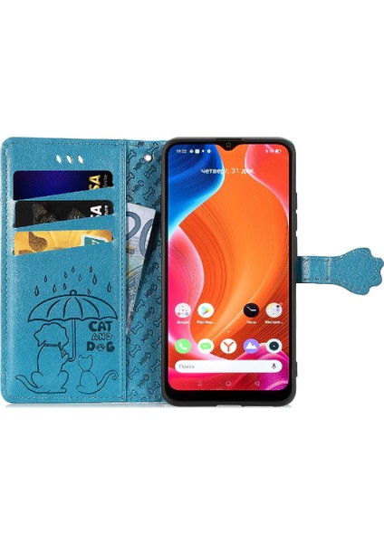 Realme C20 Için Deri Kısa Kayış Karikatür Hayvanlar Darbeye Telefon Kılıfı (Yurt Dışından)