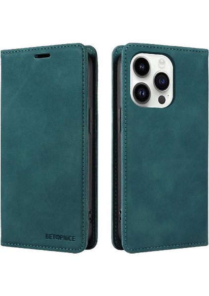 Iphone 14 Için Pro Koruyucu Pu Deri Folio Cüzdan Manyetik Telefon Kılıfı (Yurt Dışından)