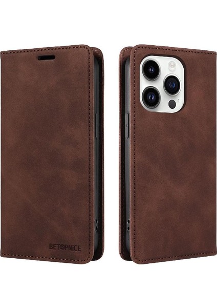 Iphone 15 Için Pro Max Koruyucu Pu Deri Manyetik Folio Cüzdan Telefon Kılıfı (Yurt Dışından)