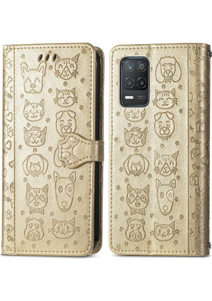 Realme 8 5g Karikatür Hayvanlar Için Darbeye Kısa Kayış Telefon Kılıfı (Yurt Dışından)