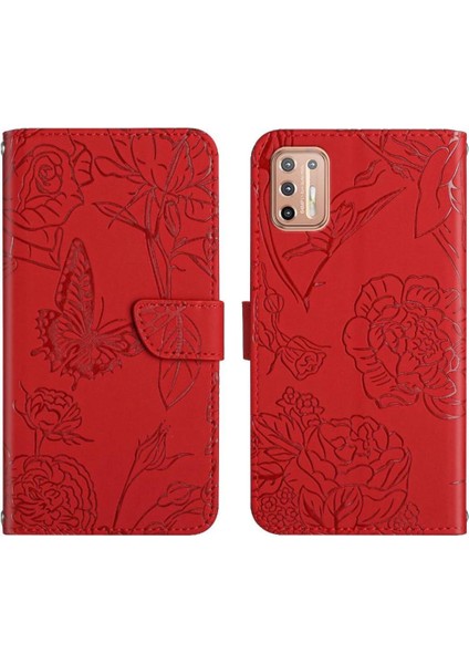 Motorola G9 Artı Çiçekler ve Kelebekler Anti-Damla Koruma Pu Telefon Kılıfı (Yurt Dışından)