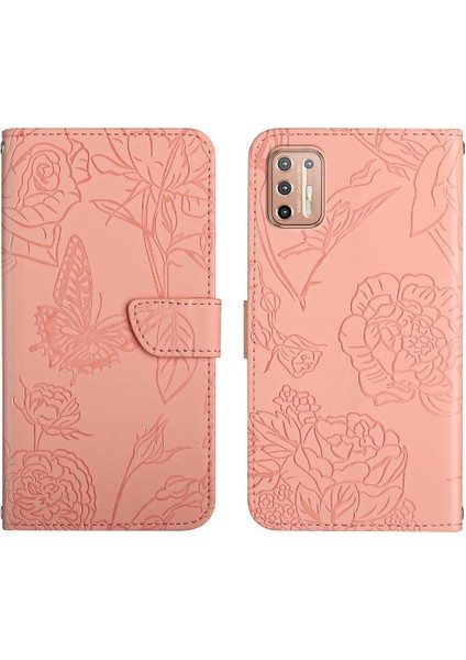 Motorola G9 Artı Çiçekler ve Kelebekler Anti-Damla Koruma Pu Telefon Kılıfı (Yurt Dışından)