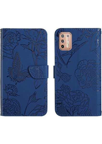 Motorola G9 Artı Çiçekler ve Kelebekler Anti-Damla Koruma Pu Telefon Kılıfı (Yurt Dışından)