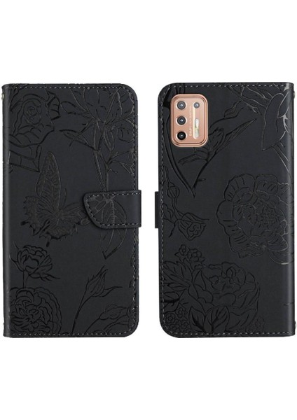 Motorola G9 Artı Çiçekler ve Kelebekler Anti-Damla Koruma Pu Telefon Kılıfı (Yurt Dışından)