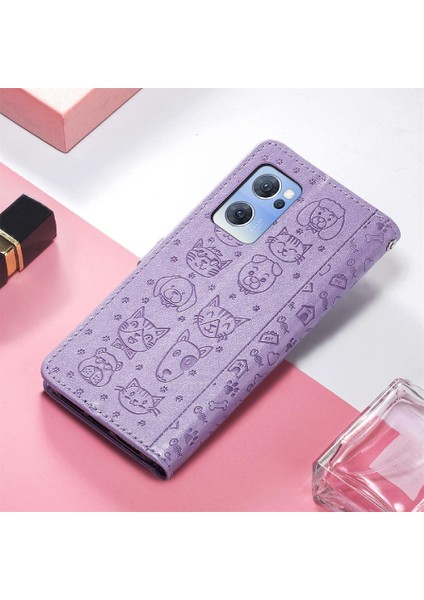 Oppo Case 7 5g Flip Için Karikatür Hayvanlar Darbeye Kısa Kayış Telefon Kılıfı (Yurt Dışından)