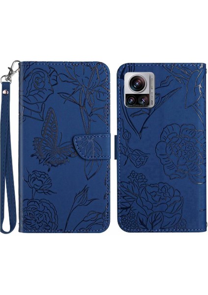 Motorola Edge 30 Ultra Çiçekler ve Kelebekler Pu ile Anti-Damla Için Telefon Kılıfı (Yurt Dışından)