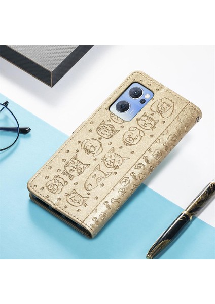 Oppo Case 7 5g Flip Için Karikatür Hayvanlar Darbeye Kısa Kayış Telefon Kılıfı (Yurt Dışından)