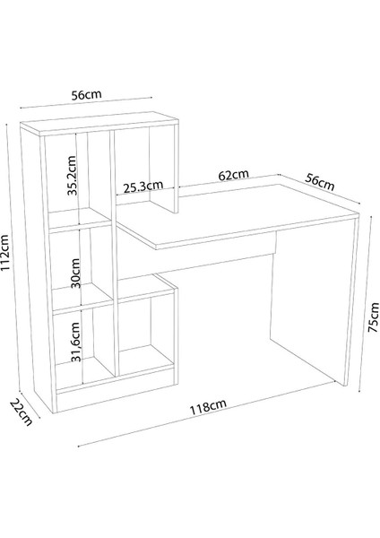 Dustin Kitaplıklı Çalışma Masası
