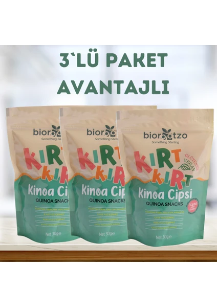 Kırt Kırt Glütensiz ve Vegan  Kinoa Cipsi 30 G x 3 Adet