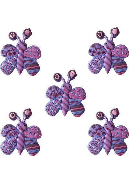 5'li Plastik Mor Kelebek Çocuk Düğme Mobilya Kulp