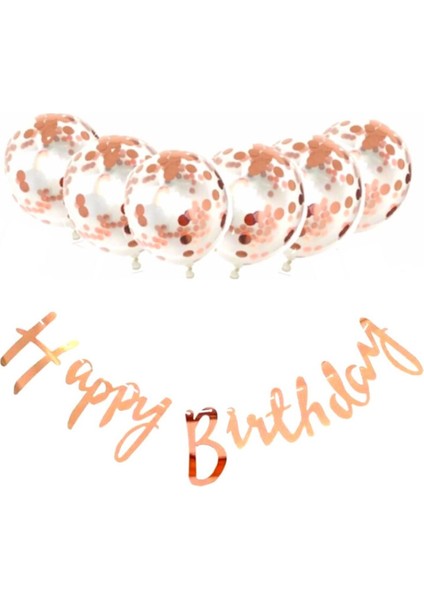 Metalize Happy Birthday Rose Gold Banner Set