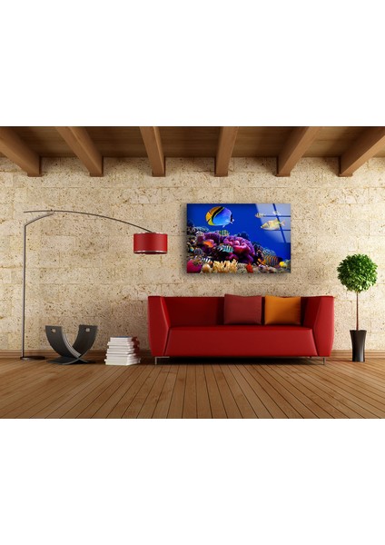 Akvaryum ve Balıklar Temperli Cam Duvar Tablosu modelleri