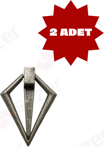 Antik Gümüş Piramit Sarkaç Düğme Kulp Çekmece Kulbu (2 Adet)