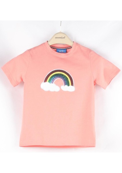 Pul Payet Gökkuşağı Desenli Çocuk T-Shirt (C22-90600)